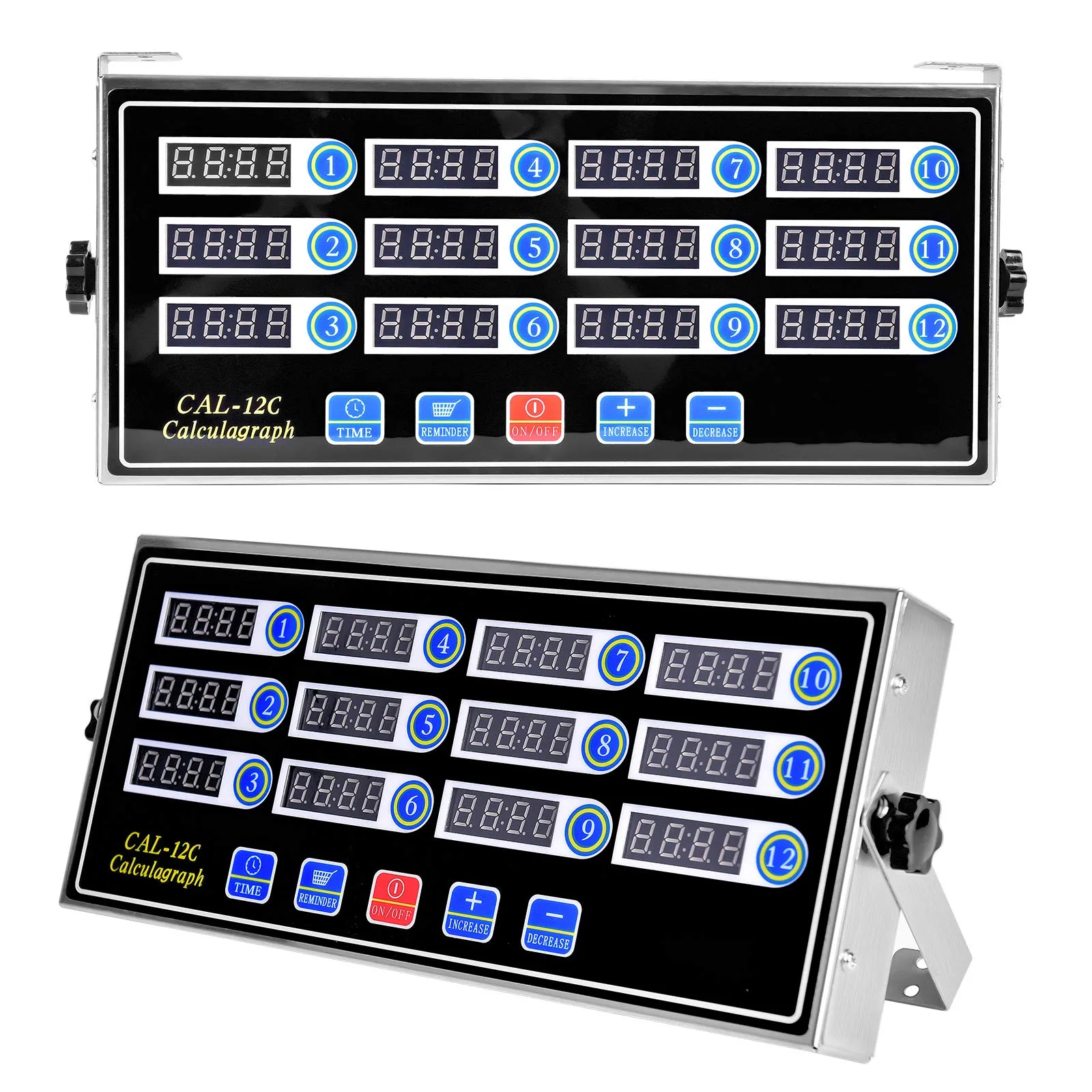 12 Channels Digital Kitchen Timers Commercial Cooking Timer,Stainless Steel Calculagraph Timer Restaurant Timer with Loud Alarm Burger Cooking Reminder