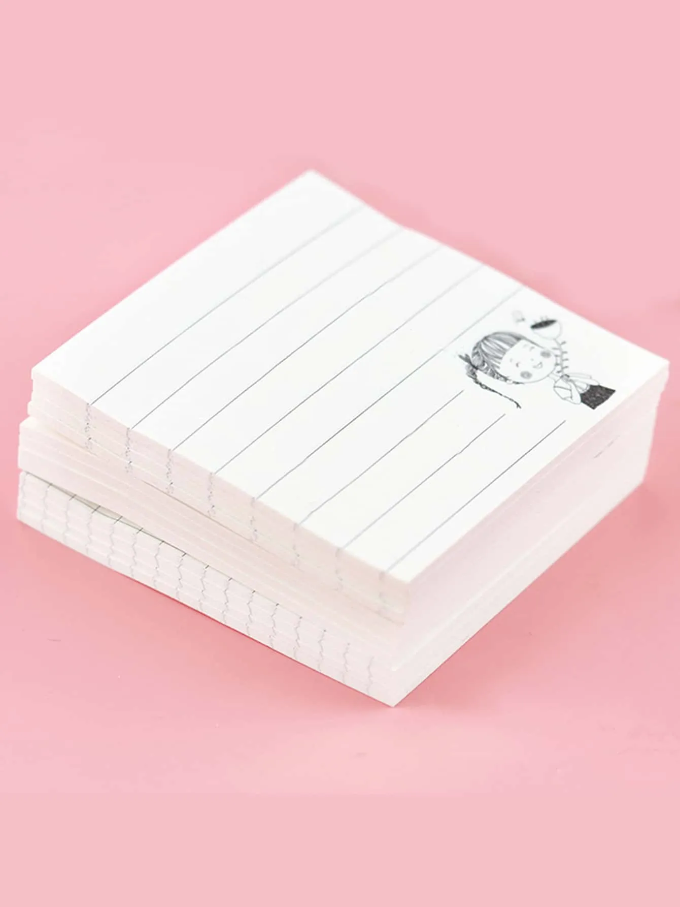 1pack/4pcs Mini Horizontal Line Design Creative And Simple Girl Sticky Notes For Office And Study, 80 Sheets/Pad