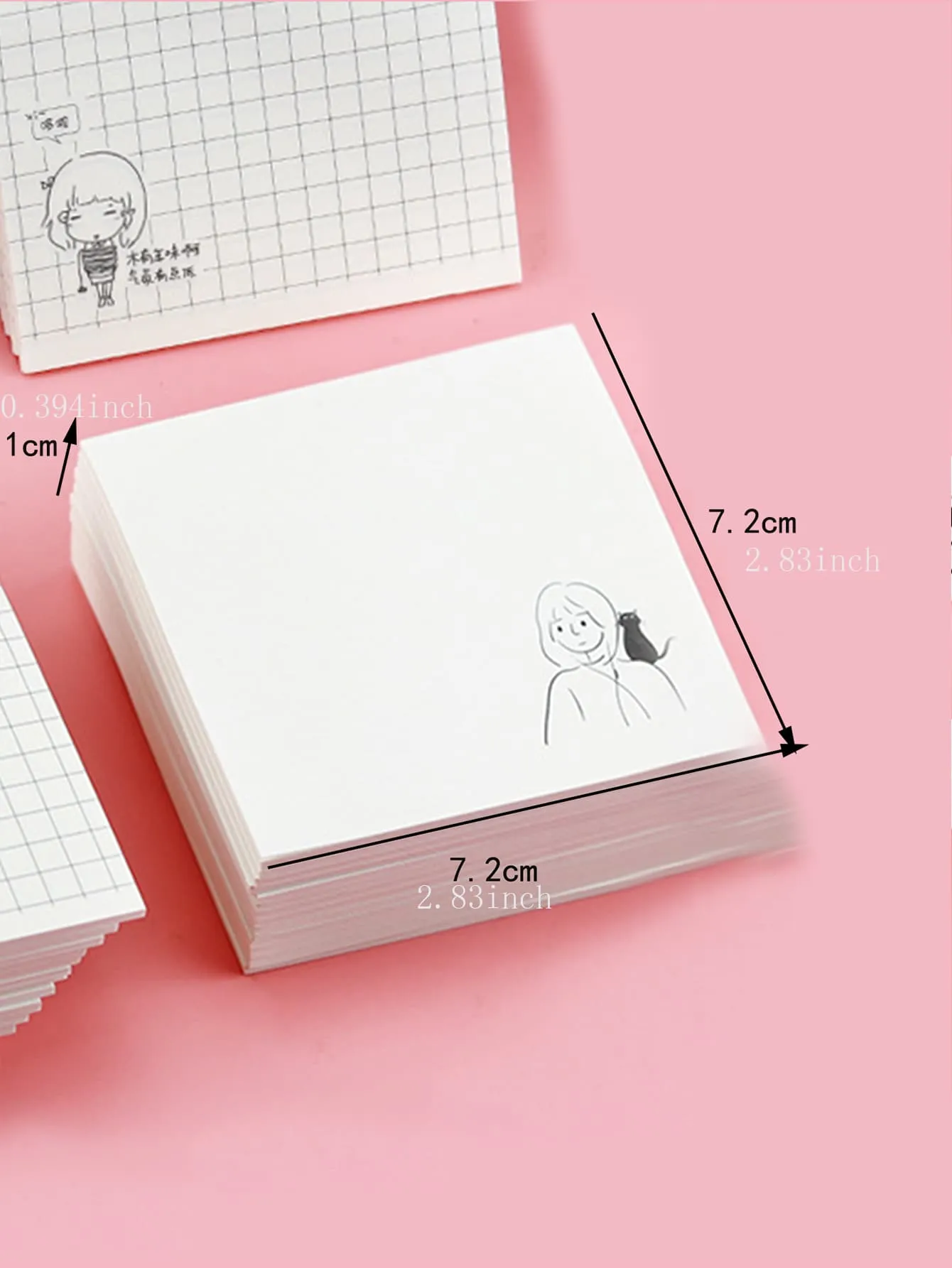 1pack/4pcs Mini Horizontal Line Design Creative And Simple Girl Sticky Notes For Office And Study, 80 Sheets/Pad