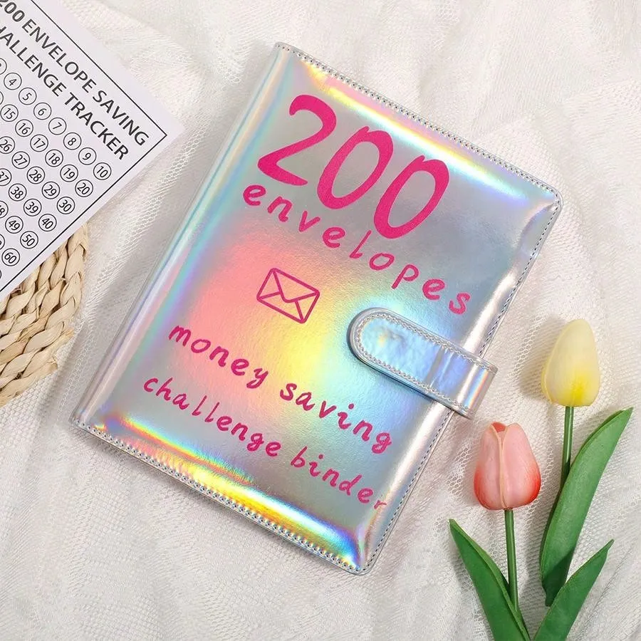 1pc 100EnvelopeChallenge Loose-Leaf Book 200-Day Money Saving Challenge Cash Envelope Savings Book
