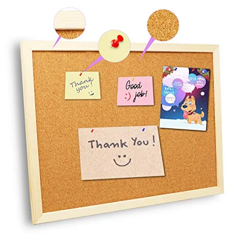 2 Pcs Cork Board Bulletin Board, 16"X 13" Vision Corkboard, Decorative Hanging Pin Board Perfect for Home Office Decor, Classroom Wall Message Board (2 pcs Post-it)