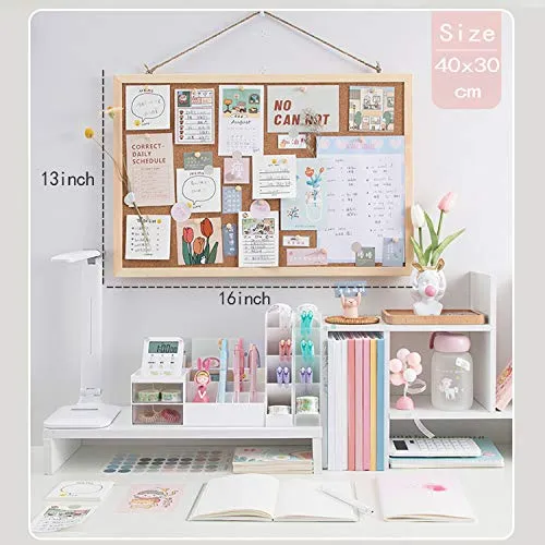 2 Pcs Cork Board Bulletin Board, 16"X 13" Vision Corkboard, Decorative Hanging Pin Board Perfect for Home Office Decor, Classroom Wall Message Board (2 pcs Post-it)