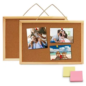 2 Pcs Cork Board Bulletin Board, 16"X 13" Vision Corkboard, Decorative Hanging Pin Board Perfect for Home Office Decor, Classroom Wall Message Board (2 pcs Post-it)