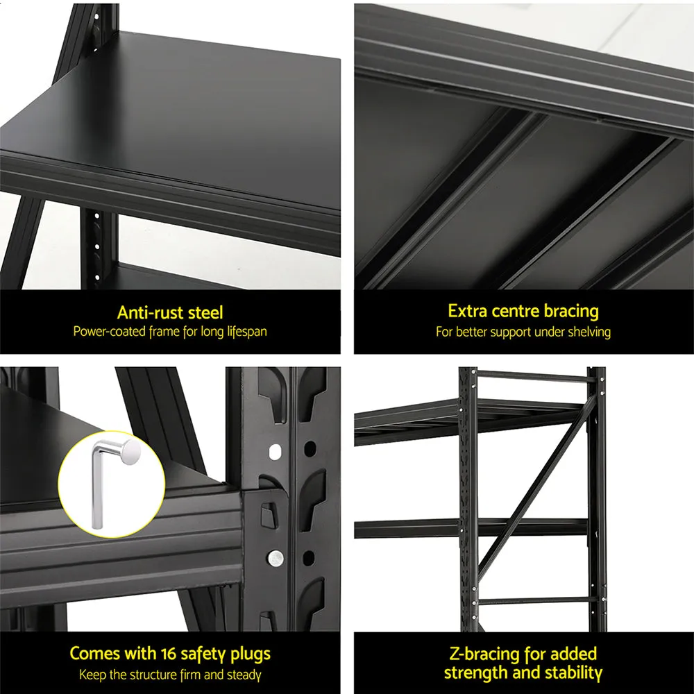 2Mx1.8M Garage Shelving Warehouse Rack Pallet Racking Storage Shelf - Black