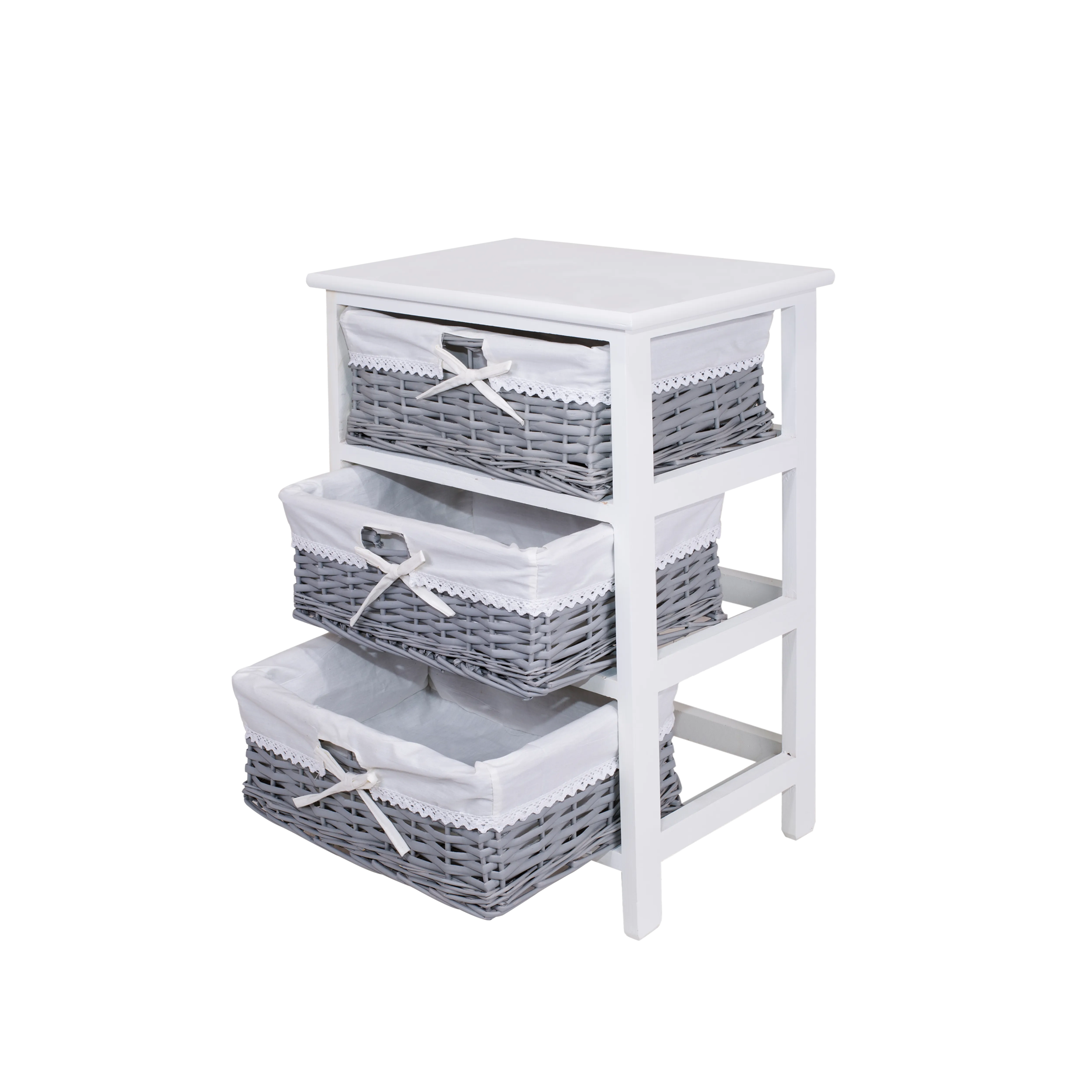 3 Drawers Wicker Basket Storage Unit