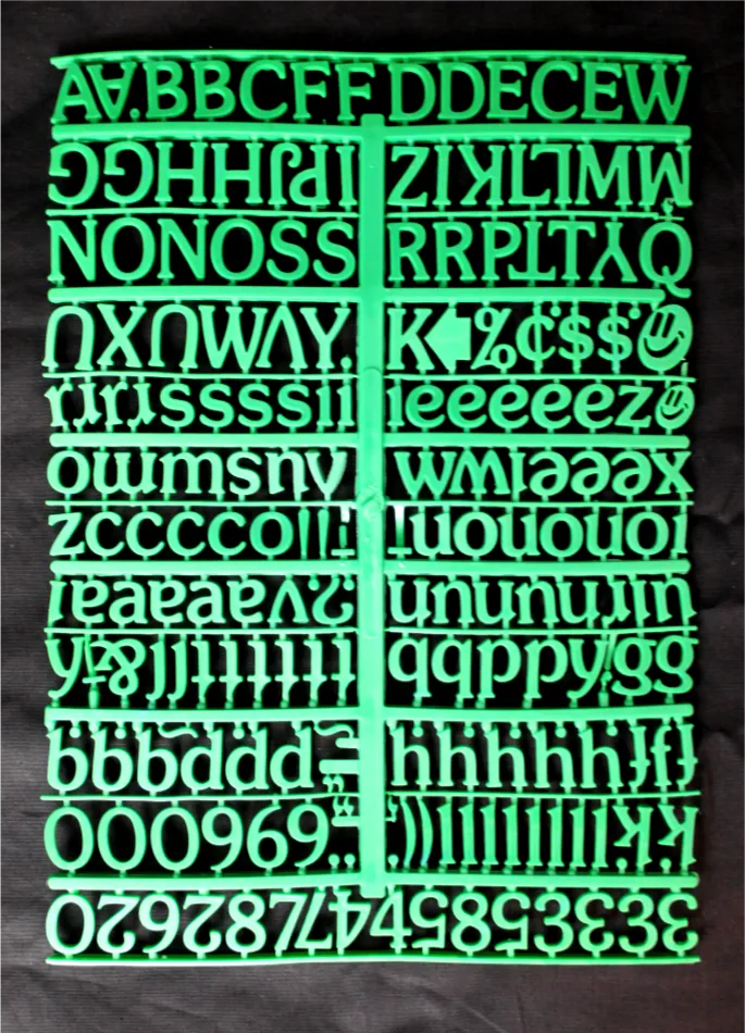 3/4" Molded Plastic Letters for Counter Message Board