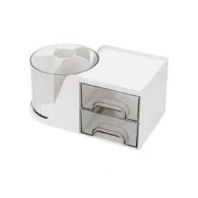 360 Degree Rotating Desk Organizer With Two Drawers Ra-112
