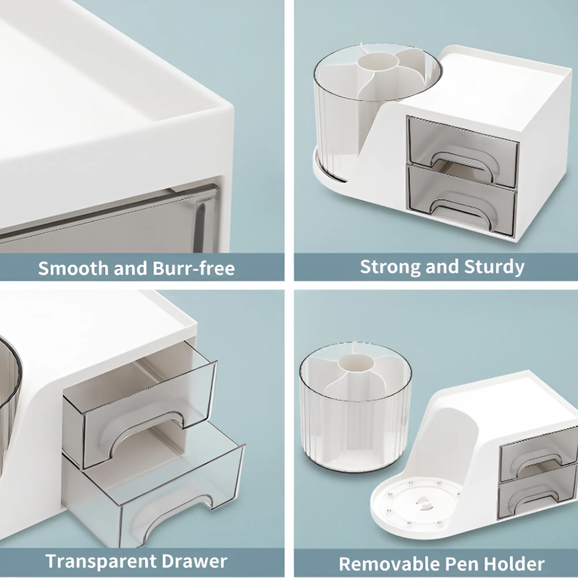 360 Degree Rotating Desk Organizer With Two Drawers Ra-112