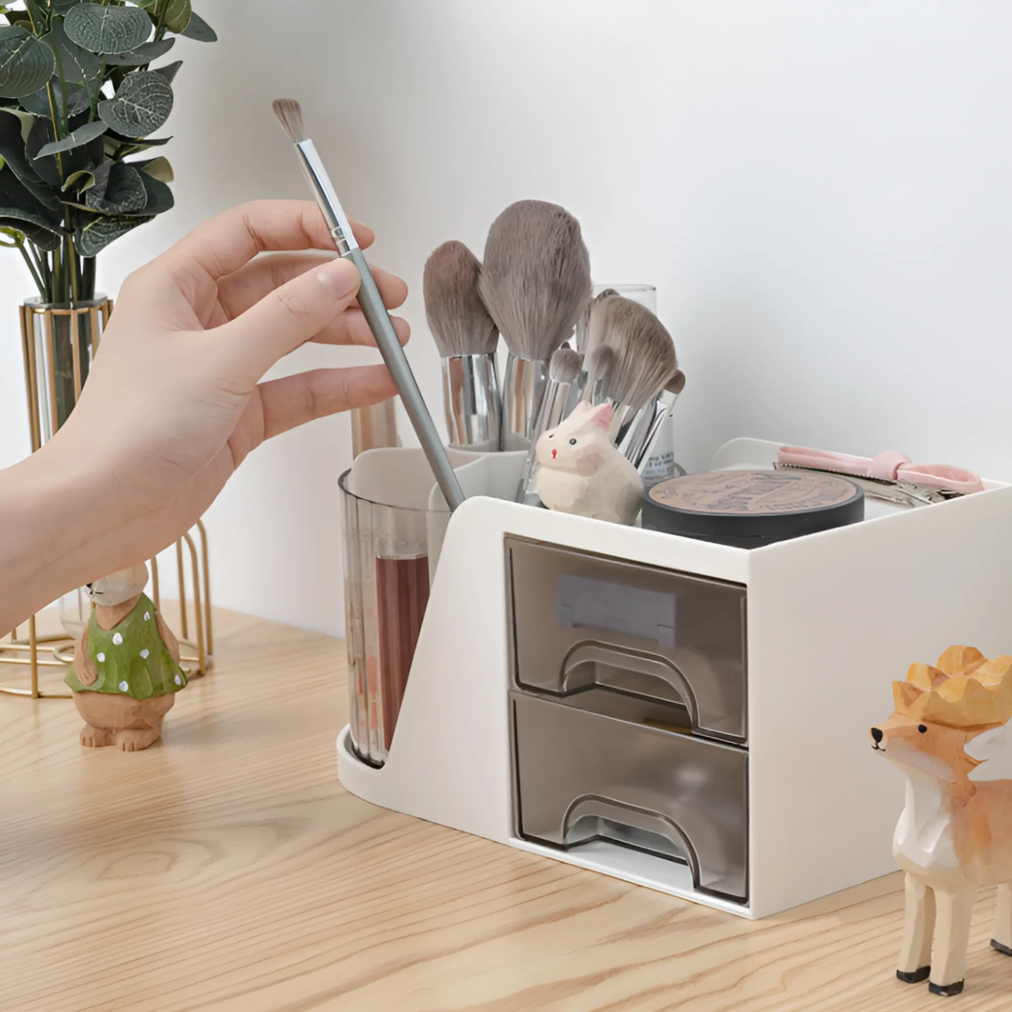 360 Degree Rotating Desk Organizer With Two Drawers Ra-112