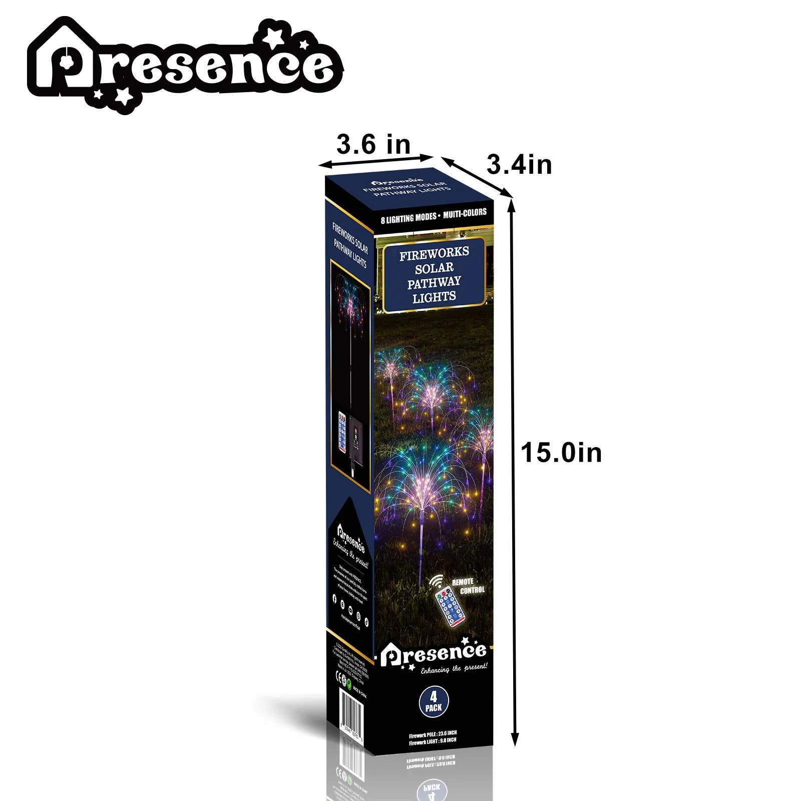 4-Pack Solar Garden Firework Lights: 120 LED, 8 Modes