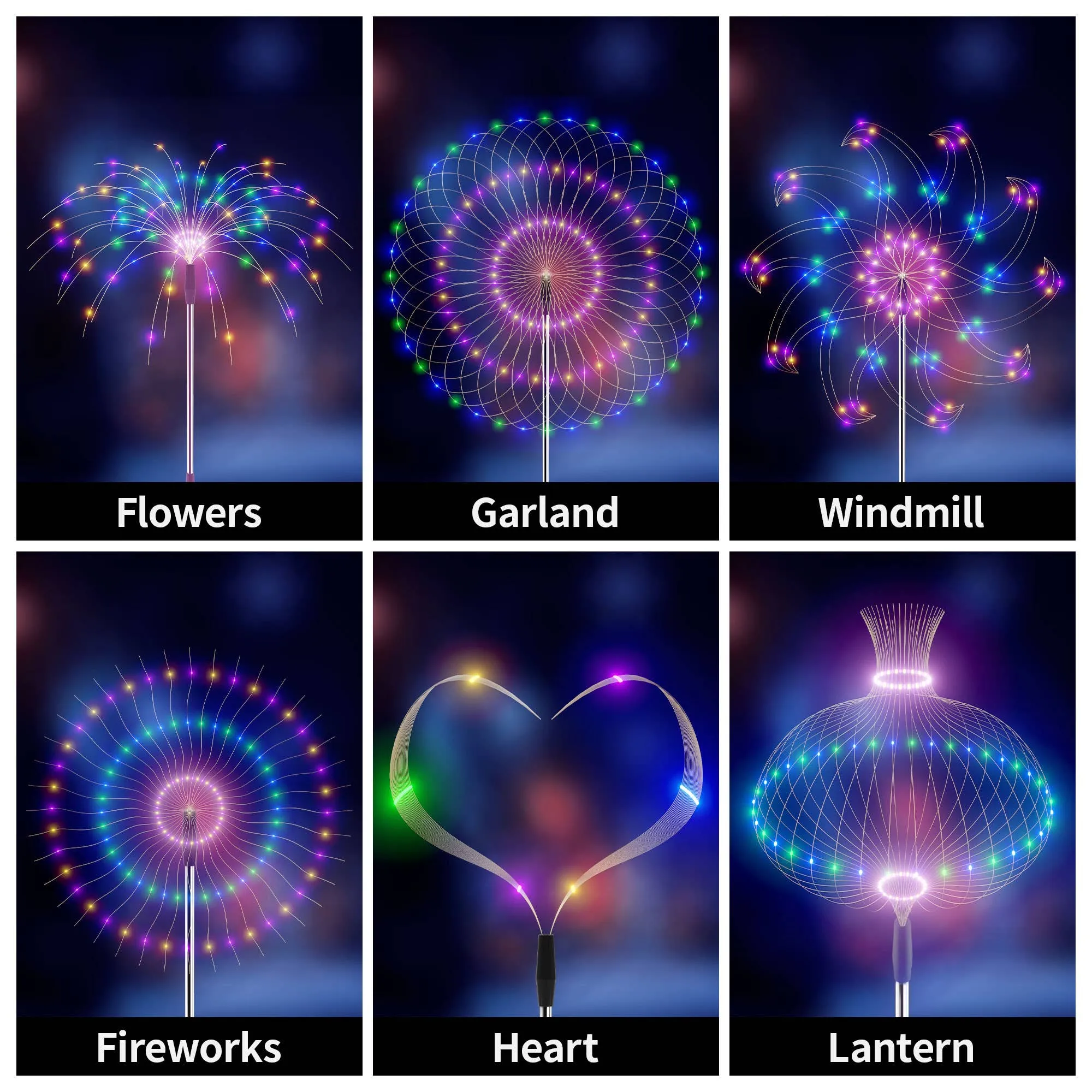 4-Pack Solar Garden Firework Lights: 120 LED, 8 Modes