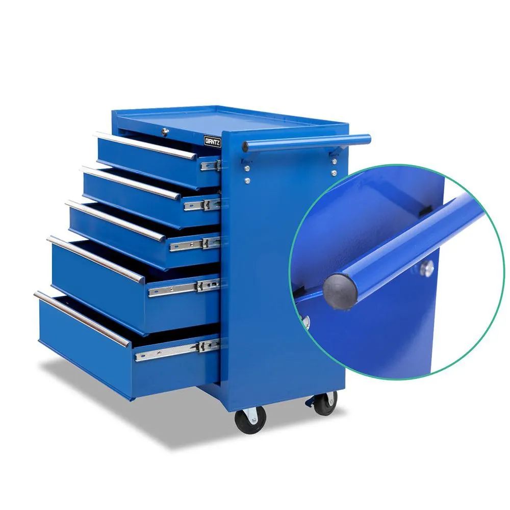 5 Drawer Mechanic Tool Box Cabinet Storage Trolley - Blue