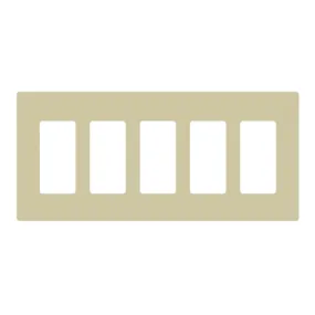 5-Gang Decorator Rocker Screwless Wall Plate Ivory