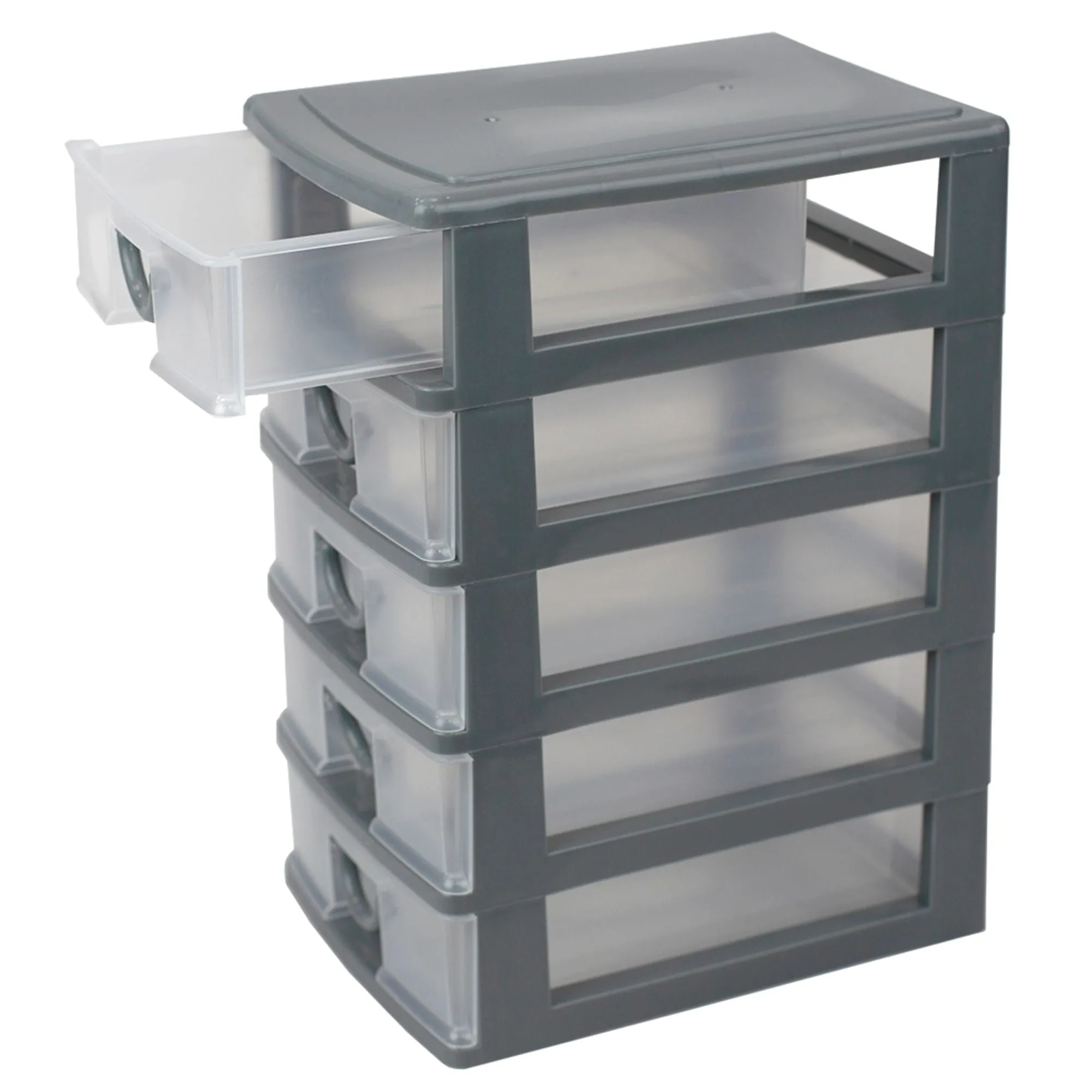 5 tier Plastic Drawer Organizer, Grey