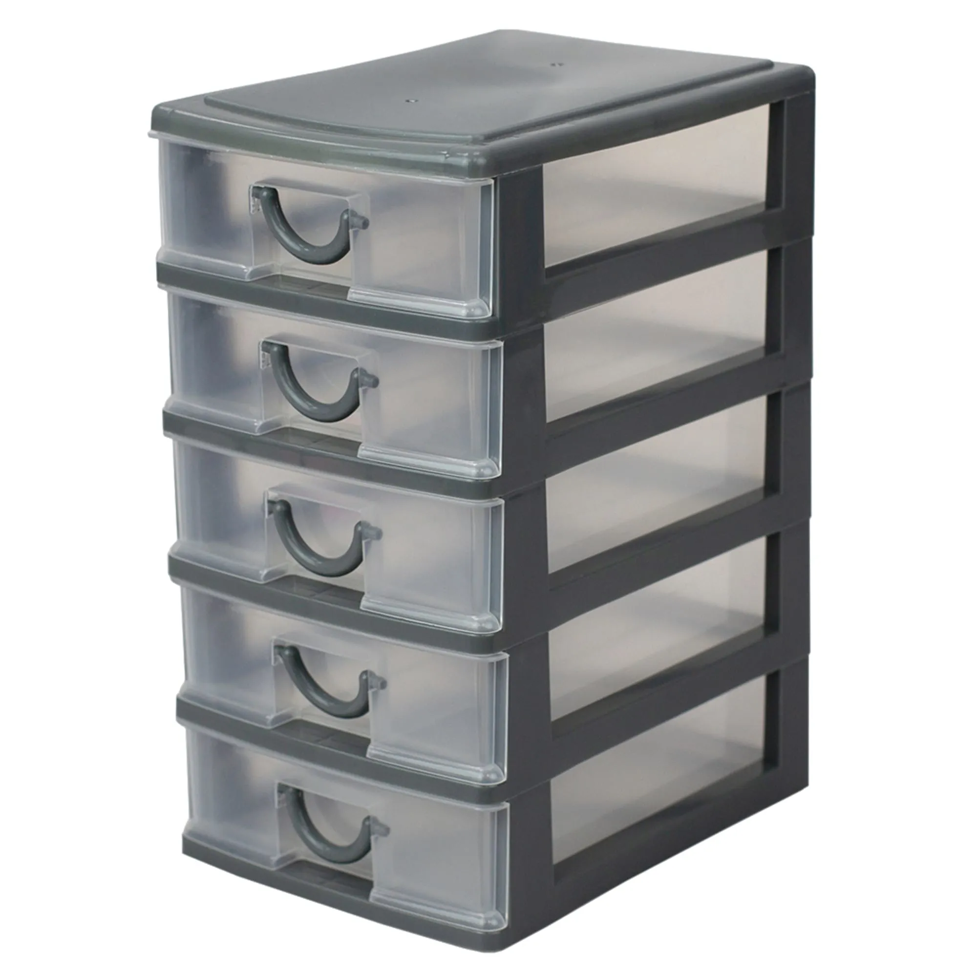 5 tier Plastic Drawer Organizer, Grey