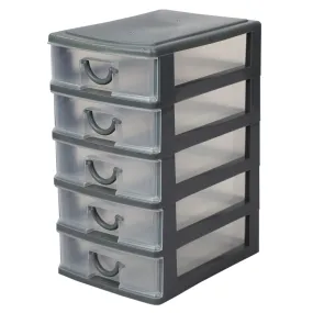 5 tier Plastic Drawer Organizer, Grey