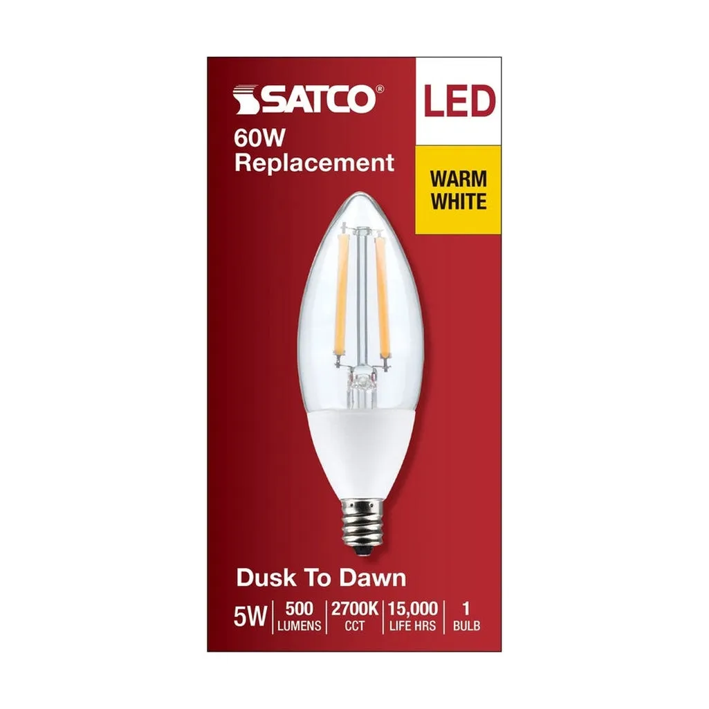 5W B11 - Dusk to Dawn LED - 2700K - Candelabra Base - 120V - 90 CRI - With Photocell