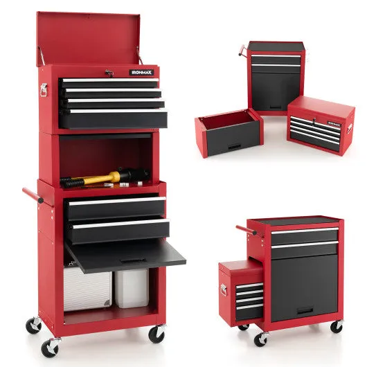 6-Drawer Tool Chest with Heightening Cabinet-Black & Red