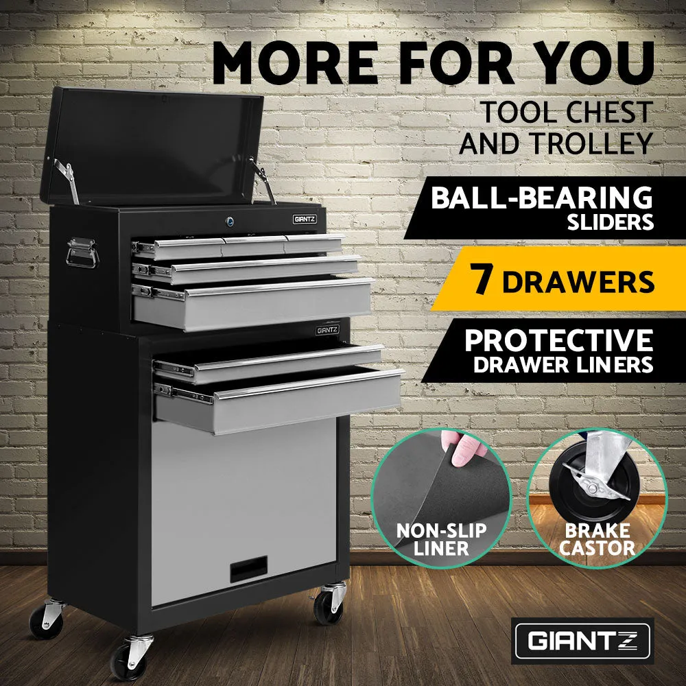 7-Drawer Lockable Tool Box Cabinet Chest with Castors - Giantz