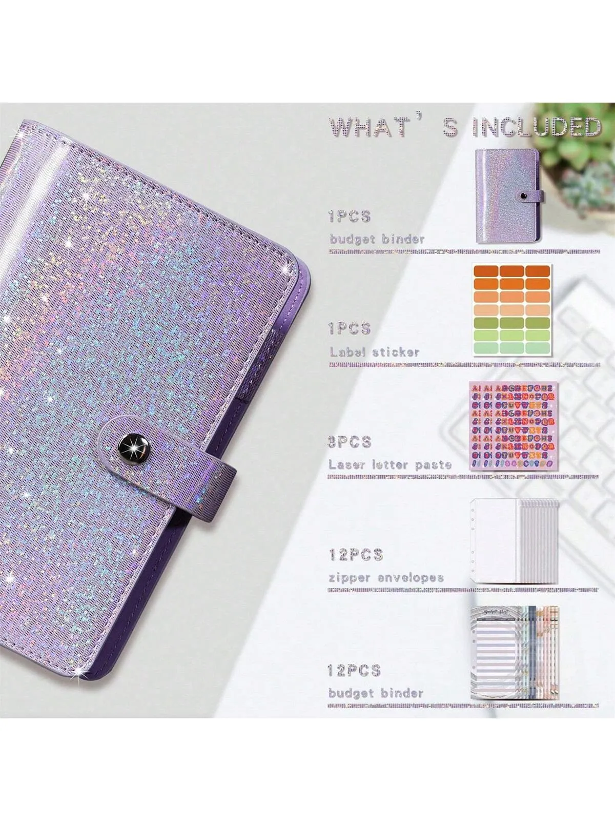 A6 Budget Binder Notebook Cash Envelopes Set With Binder Pockets For Money Budget Saving Bill Organizer Envelope Wallet Budgeting Black/Purple/Pink/Blue Binder Cover