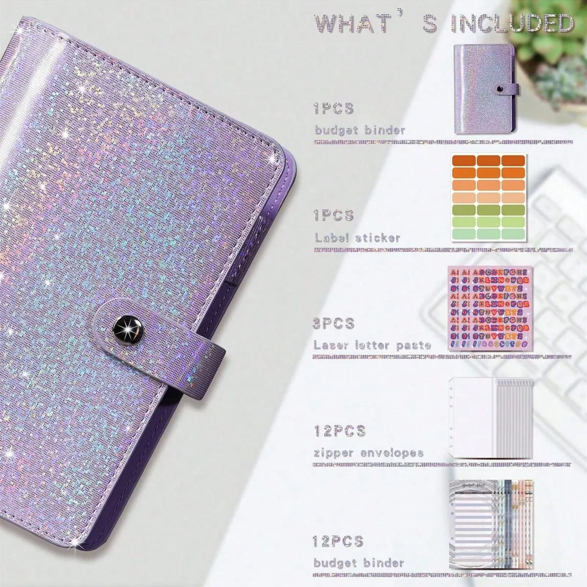 A6 Budget Binder Notebook Cash Envelopes Set With Binder Pockets For Money Budget Saving Bill Organizer Envelope Wallet Budgeting Black/Purple/Pink/Blue Binder Cover