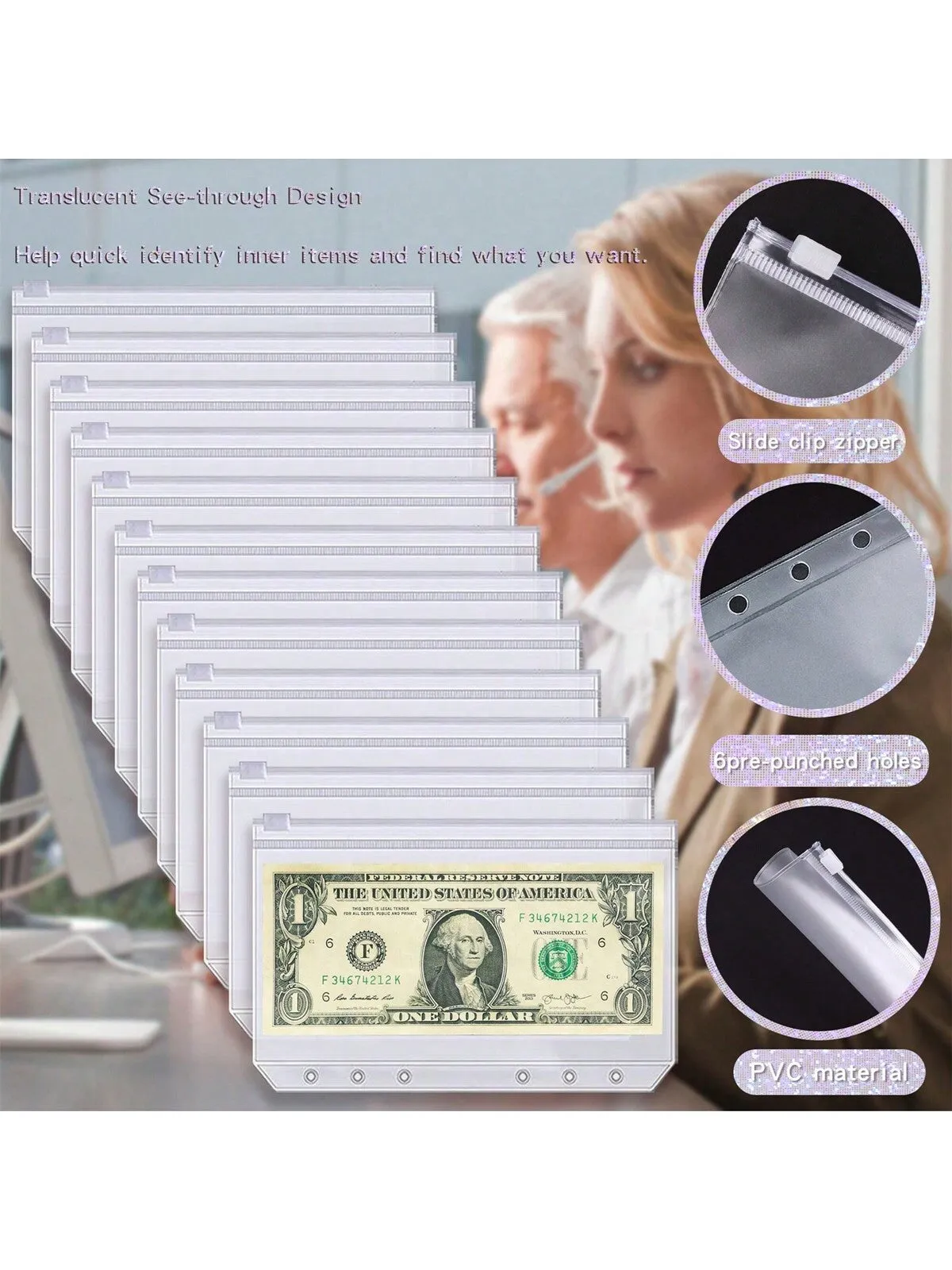 A6 Budget Binder Notebook Cash Envelopes Set With Binder Pockets For Money Budget Saving Bill Organizer Envelope Wallet Budgeting Black/Purple/Pink/Blue Binder Cover