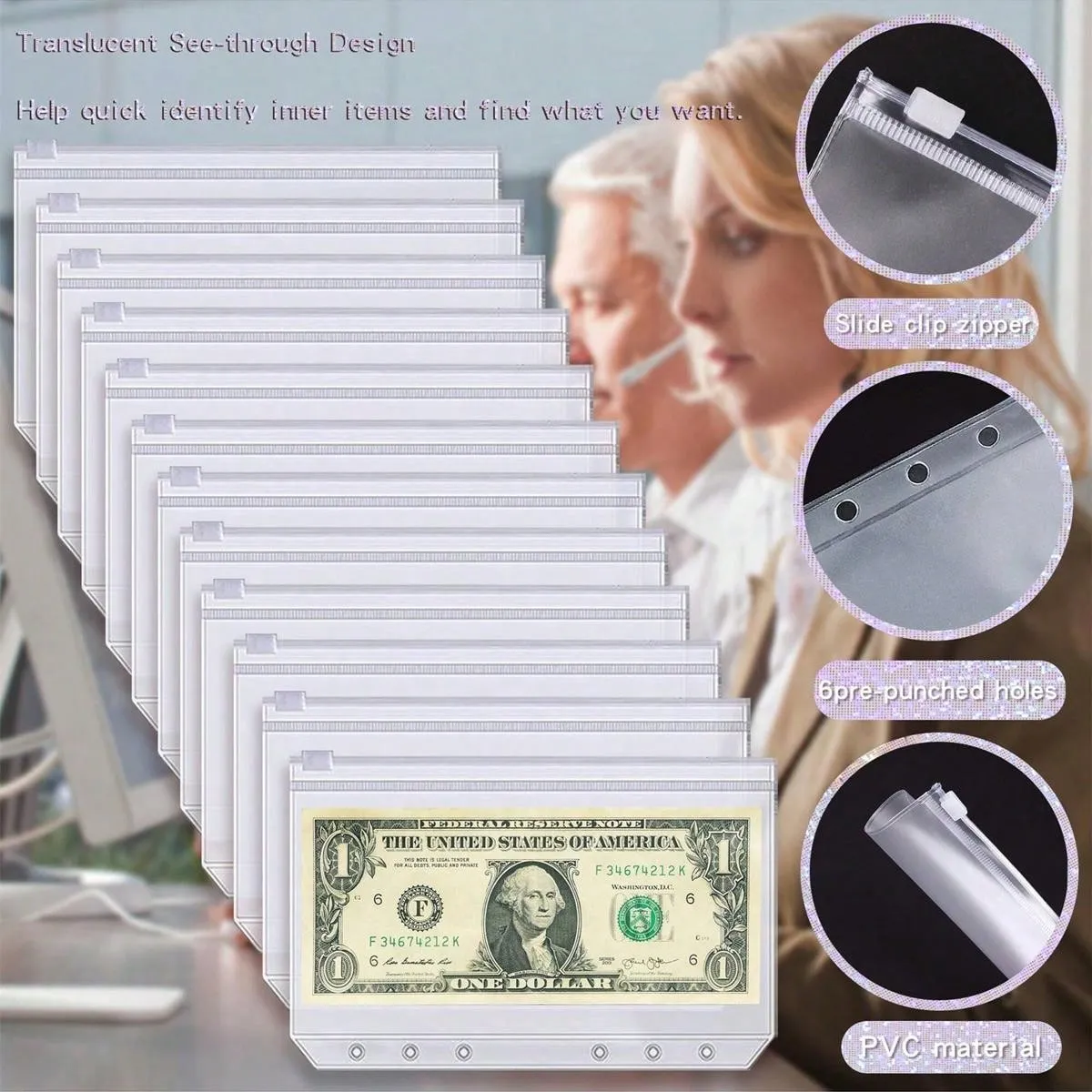 A6 Budget Binder Notebook Cash Envelopes Set With Binder Pockets For Money Budget Saving Bill Organizer Envelope Wallet Budgeting Black/Purple/Pink/Blue Binder Cover