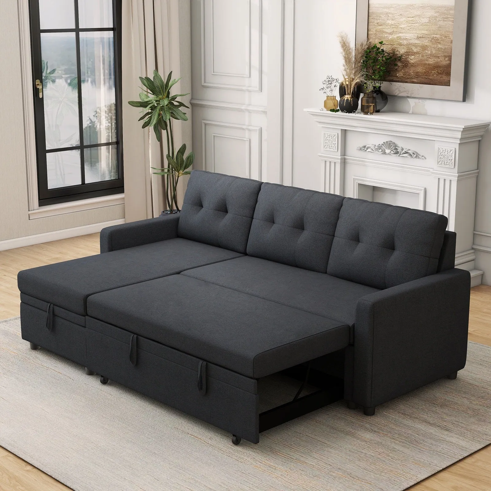 Anoy 4 Seater Sofa Bed | Convertible Bed With Storage