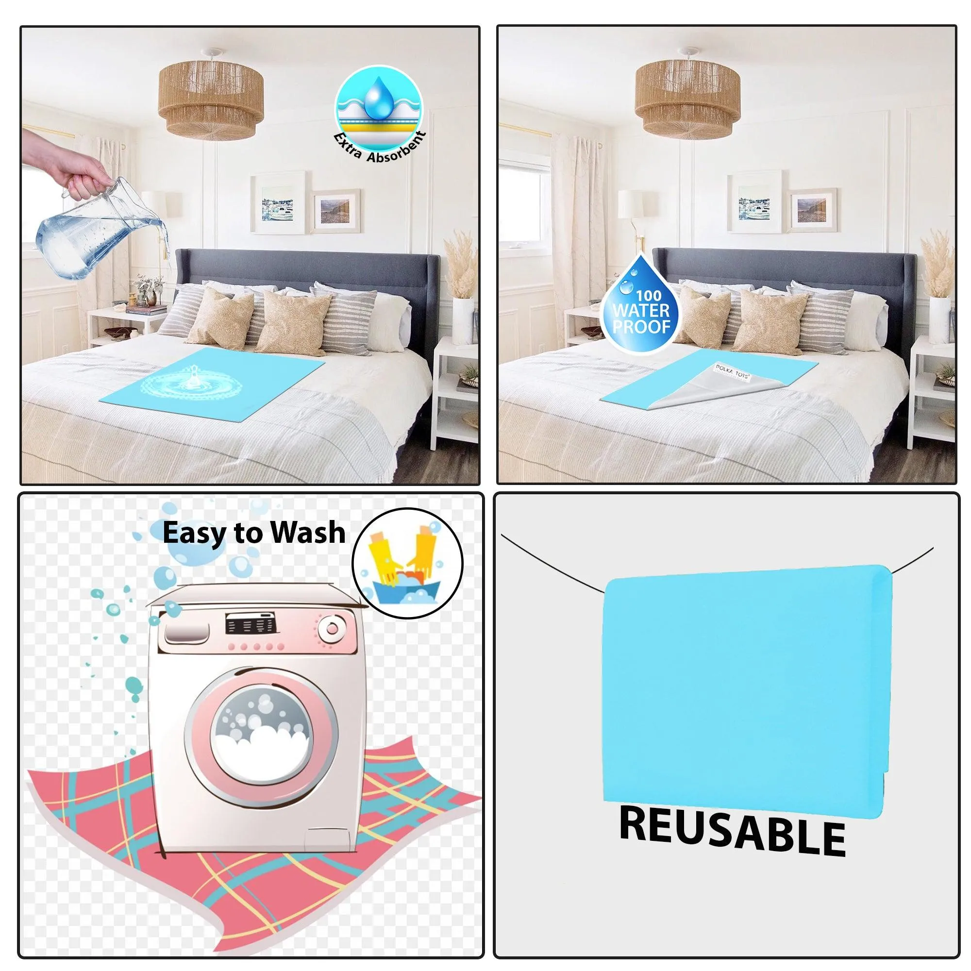 Baby Dry Sheet / Bed Protector Medium Blue (Size 70 x 100 CM)