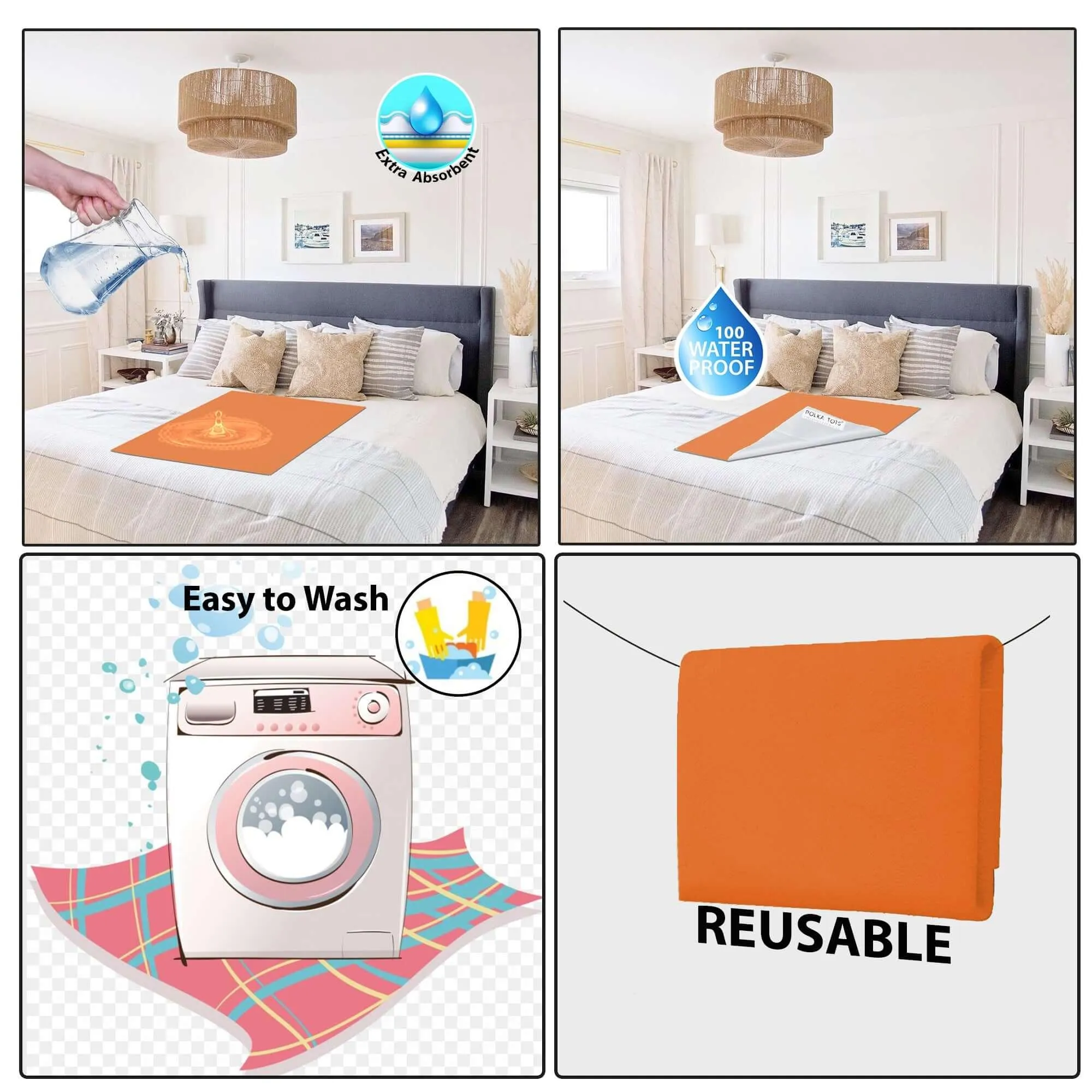 Baby Dry Sheet / Bed Protector Small Peach (Size 50 x 70 CM)