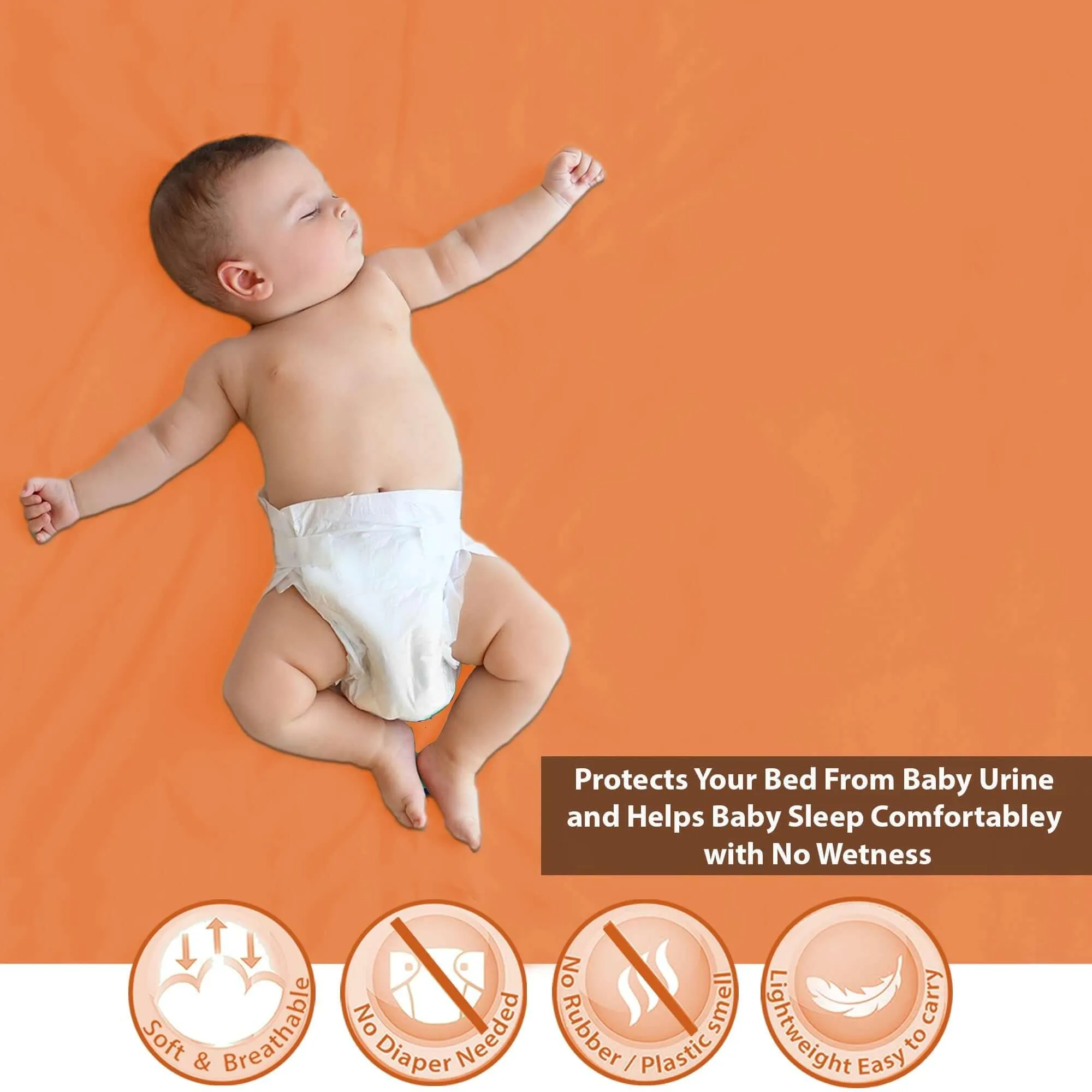 Baby Dry Sheet / Bed Protector Small Peach (Size 50 x 70 CM)