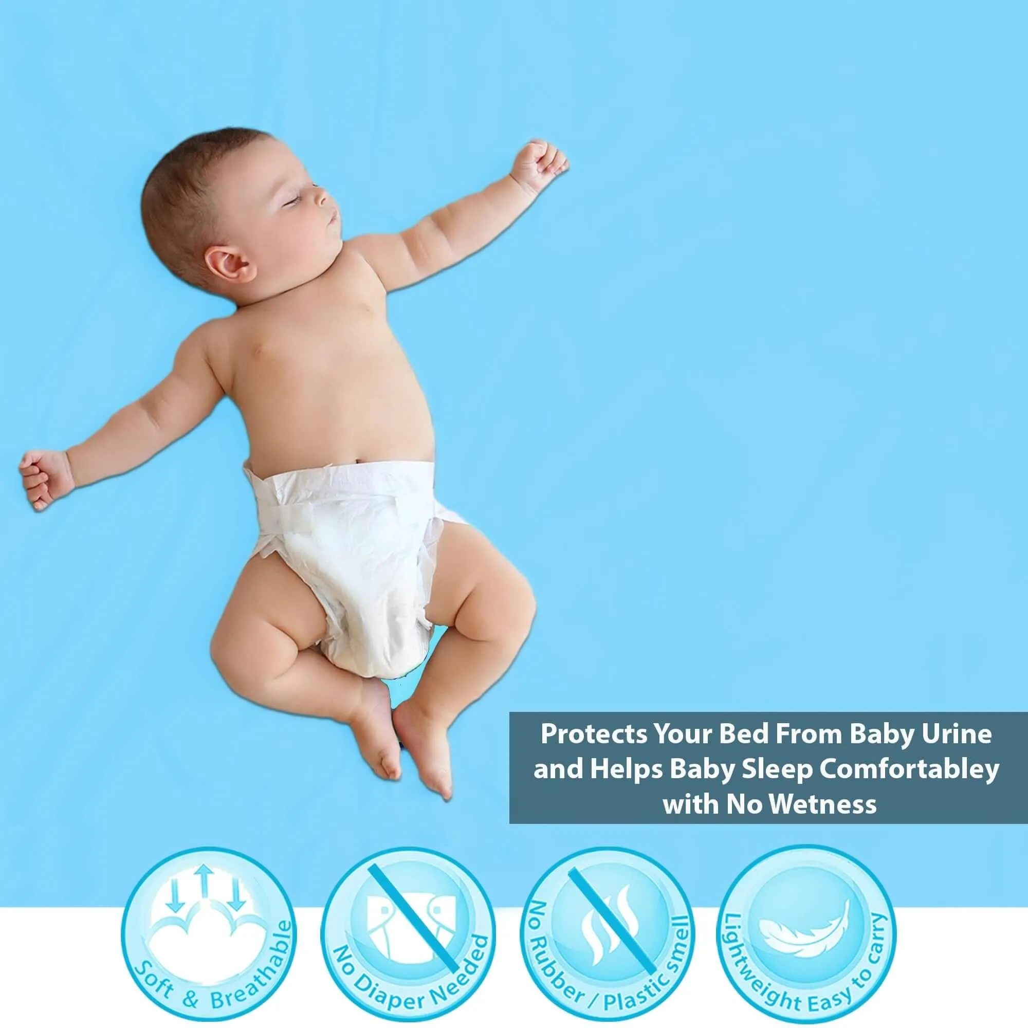 Baby Dry Sheet / Bed Protector XL Blue (Size 140 x 200 CM)