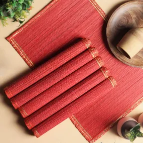 Bamboo Placemat | Table Mats | Red | 33 x 50 cm | Set of 6