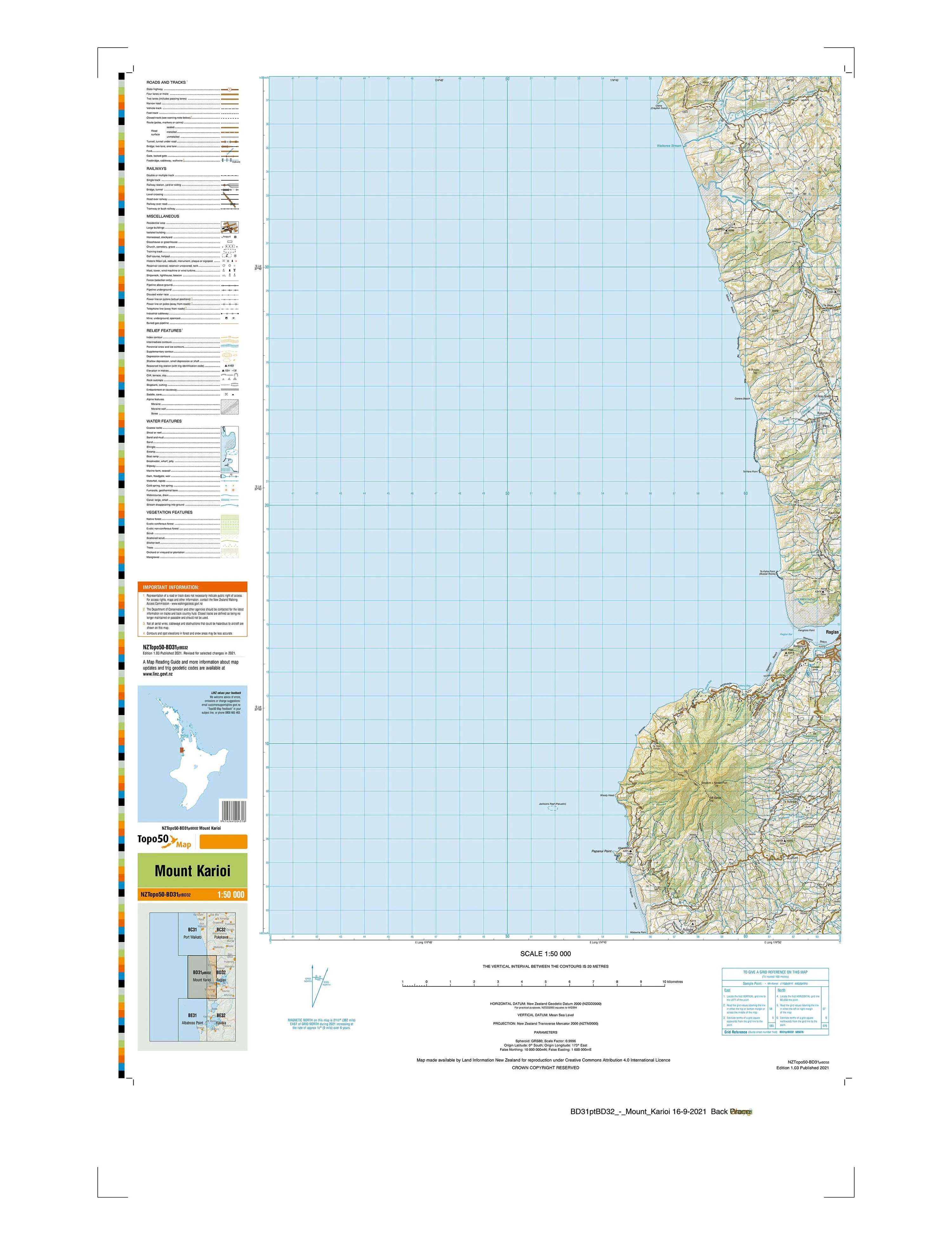 BD31ptBD32 - Mount Karioi Topo50 map