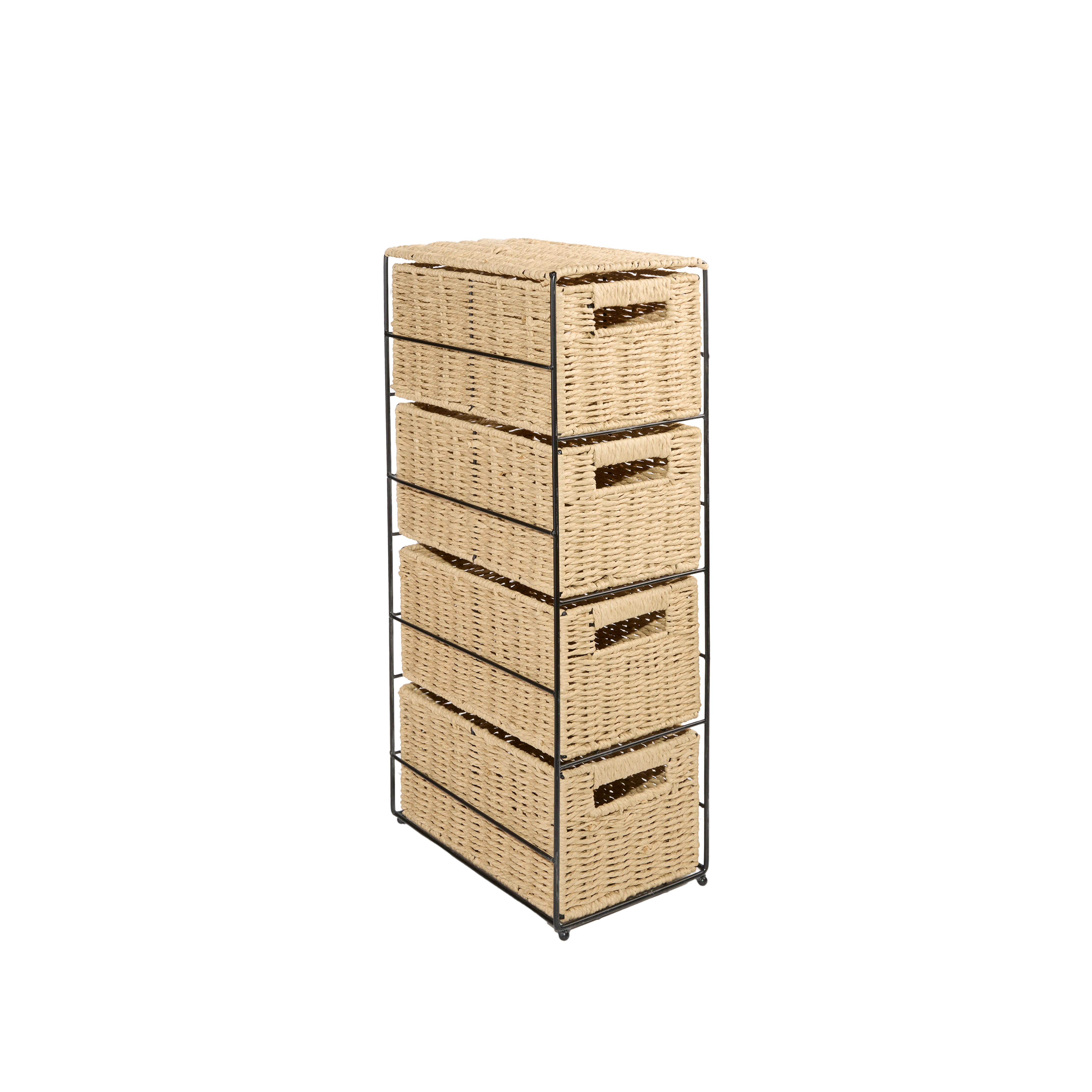 Beige Seagrass 4 Drawers Storage Unit