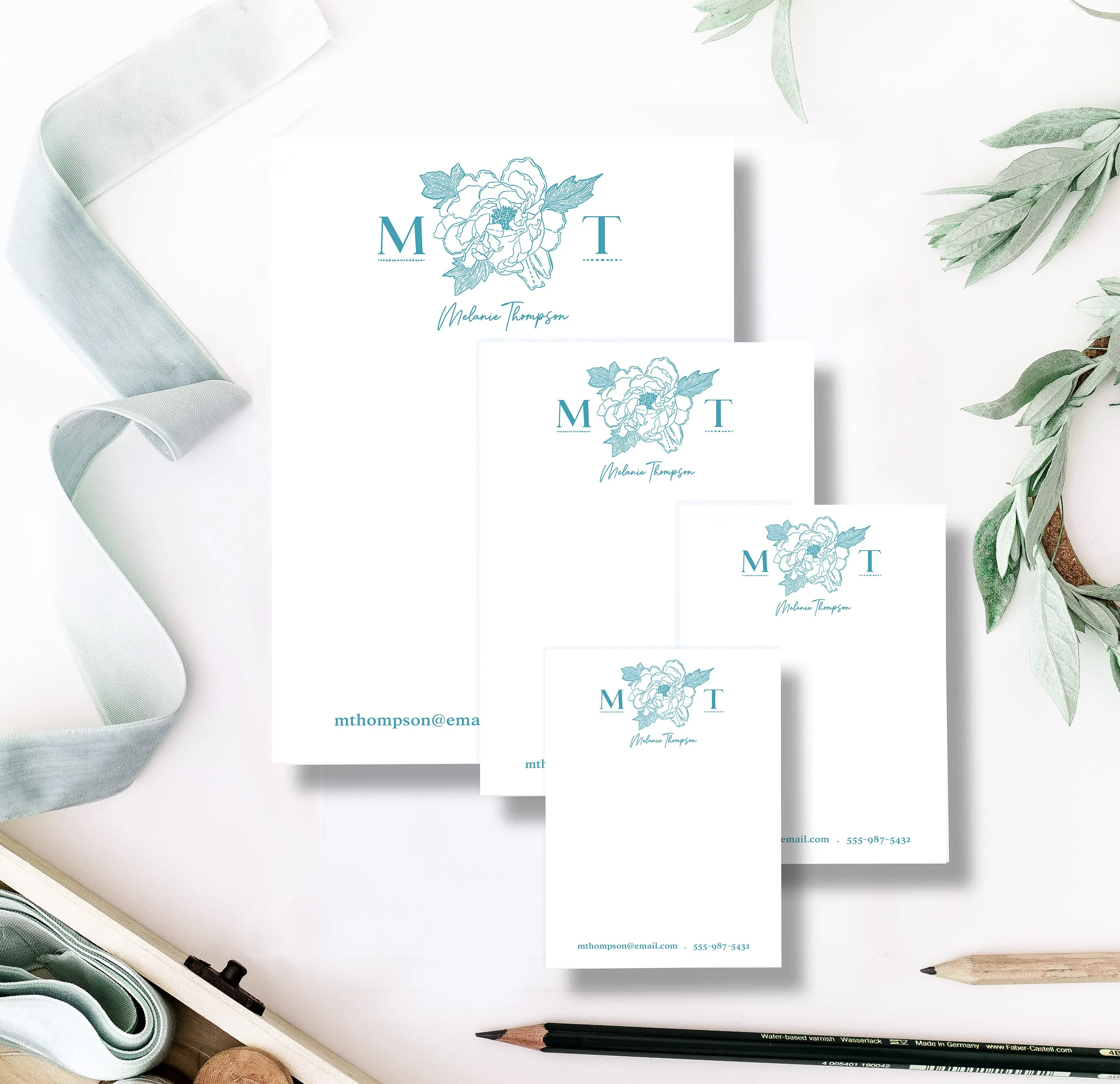 Birth Flower Monogram Notepad