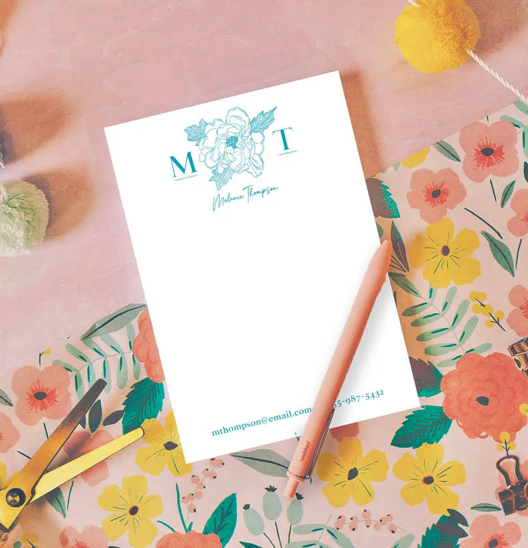 Birth Flower Monogram Notepad