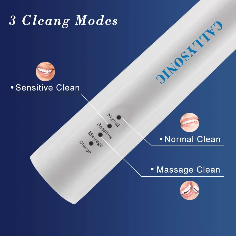 CALLYSONIC Sonic Electric Toothbrush for Adult, 2 Pack Rechargeable Tooth Brush, 3 Modes, Smart Timers, One Charge for 60 Days, Electric Toothbrush Set with 8 Brush Heads, 48,000 VPM