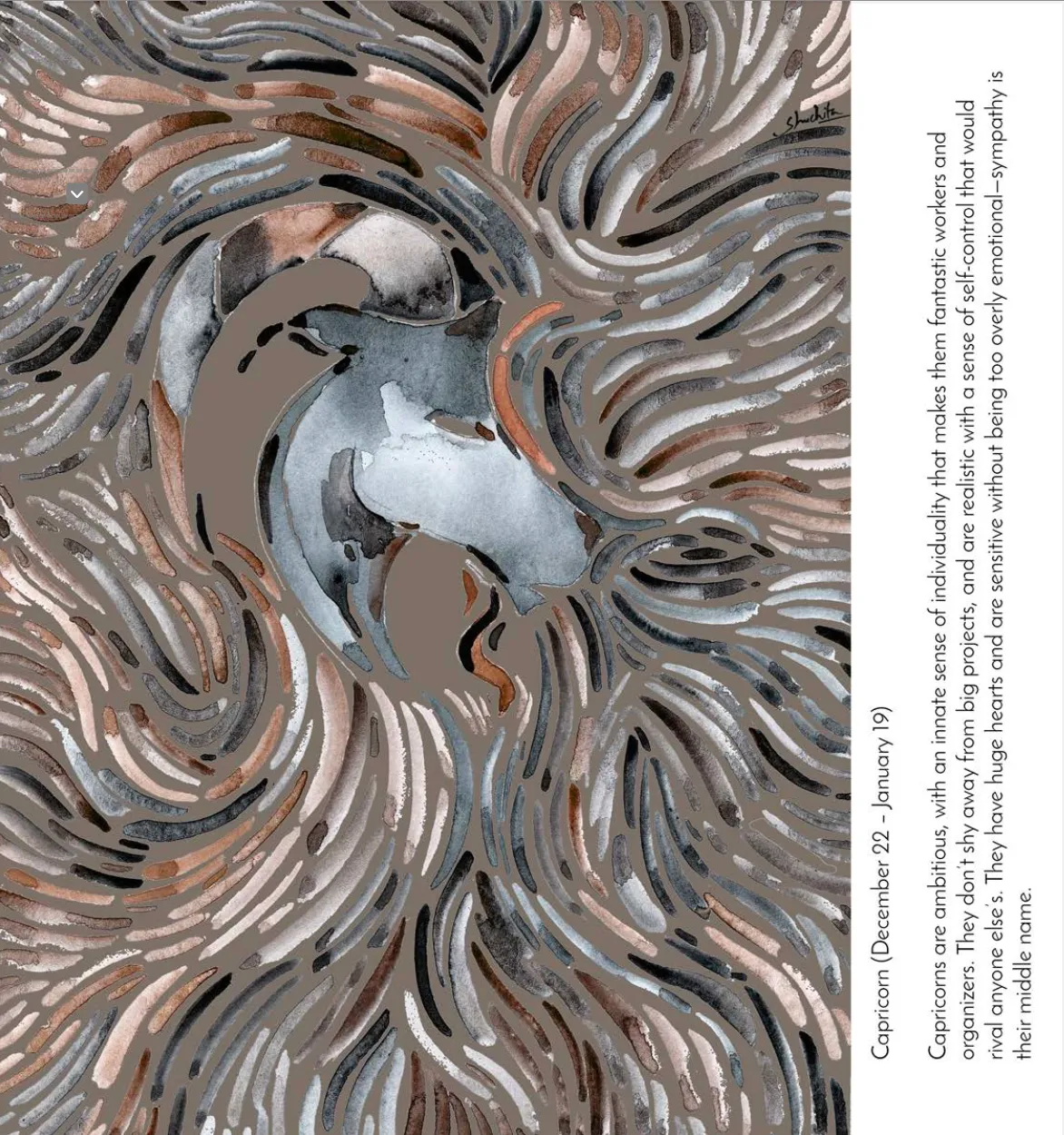 Capricorn Gift Box / Zodiac Themed Pure Silk POCKET SQUARE