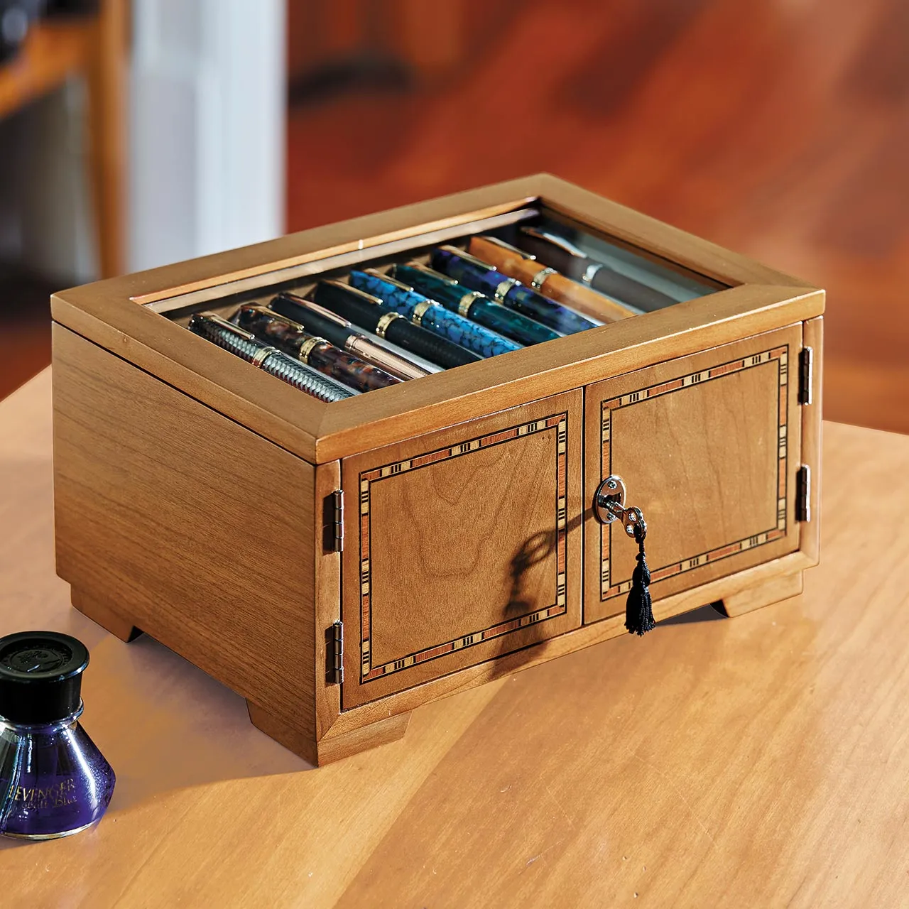 Collector's Lock & Key Inlay Pen Case
