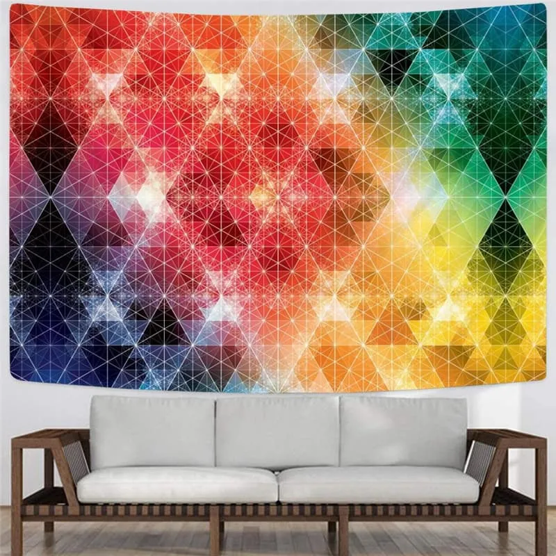 Colorful Tapestry Cube Tenture Mandala Geometry Home Tapestrys Street Tapestries