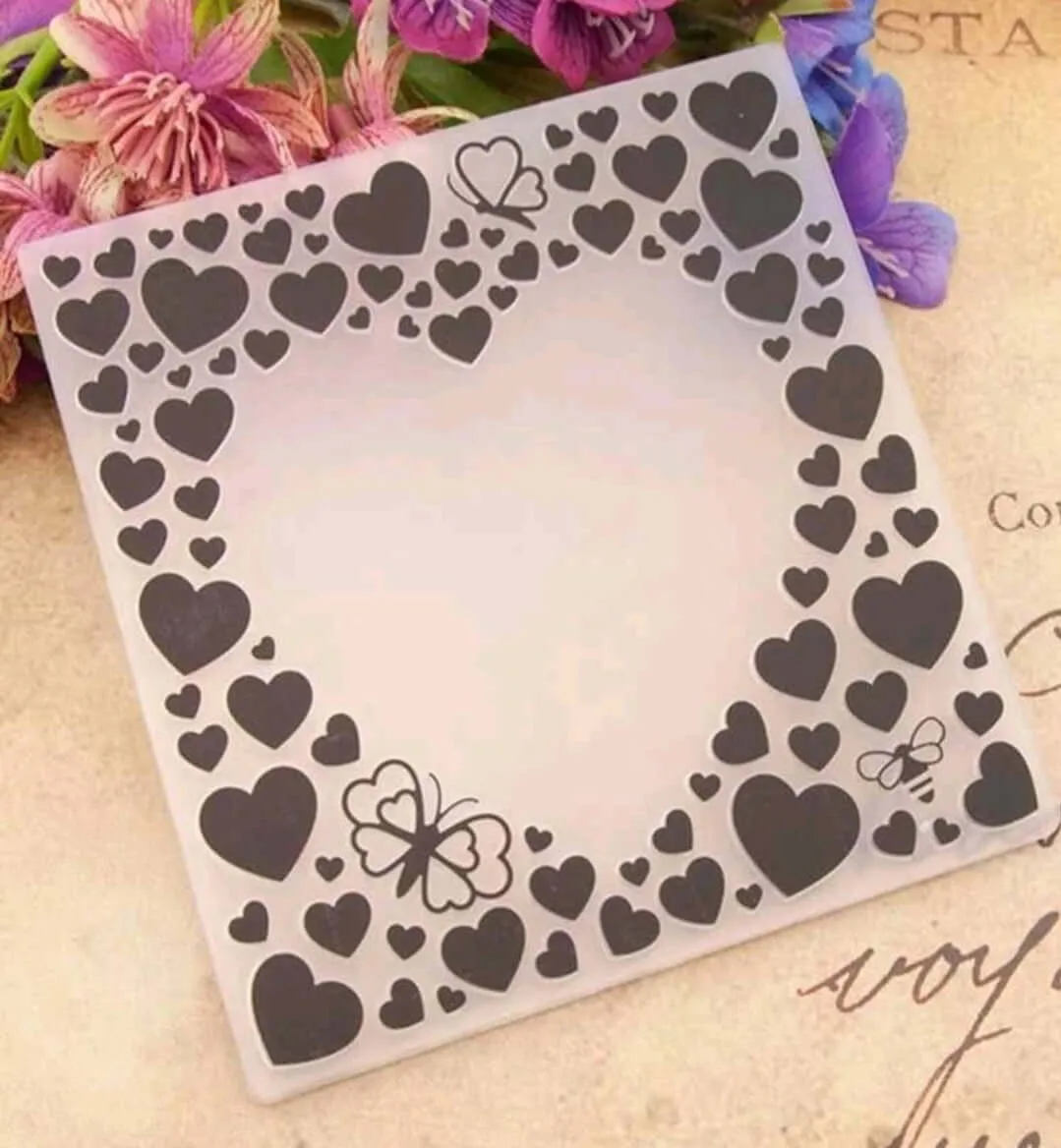 Craft - embossing folder - hearts frame