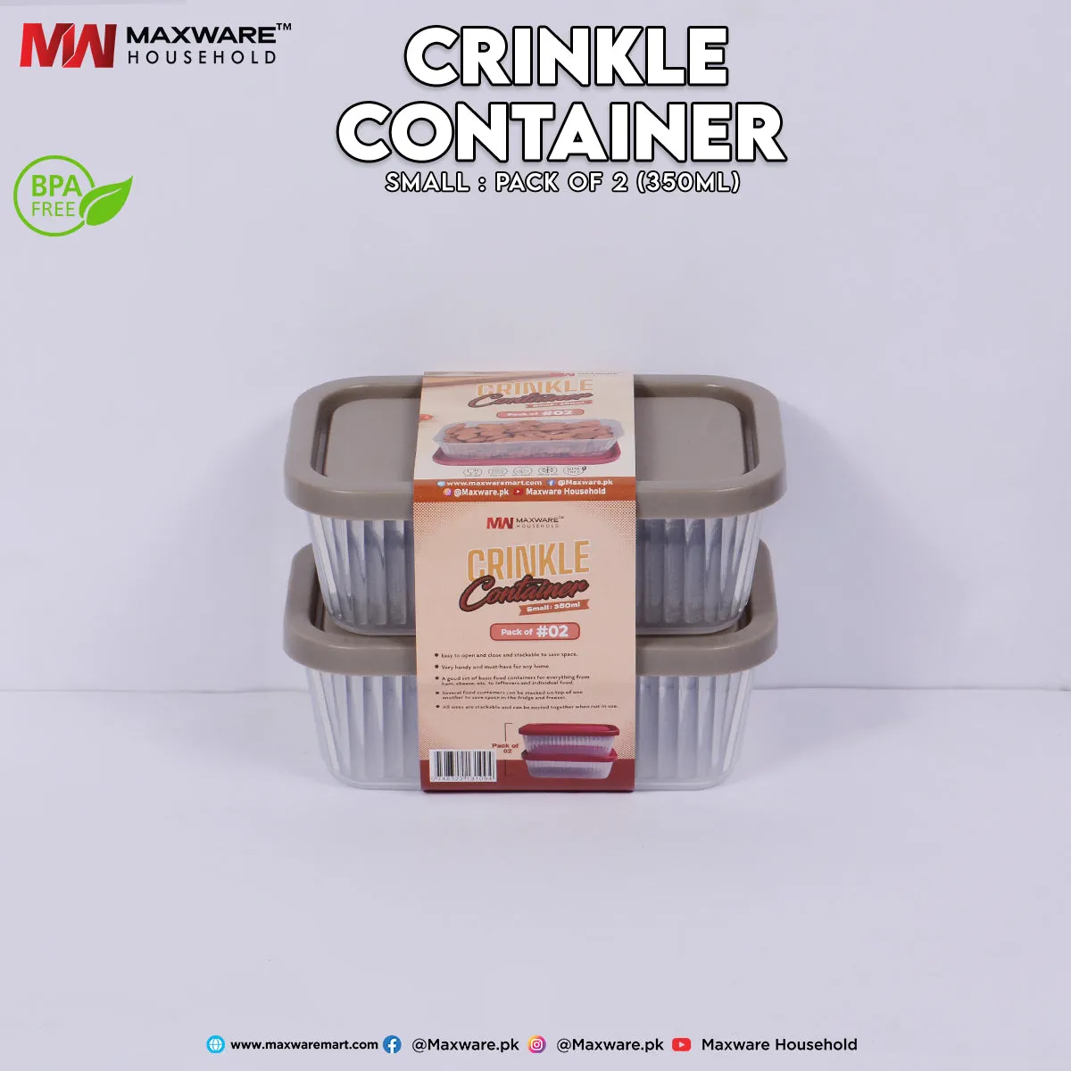 Crinkle Container Small Pack of #02 (350 ml)
