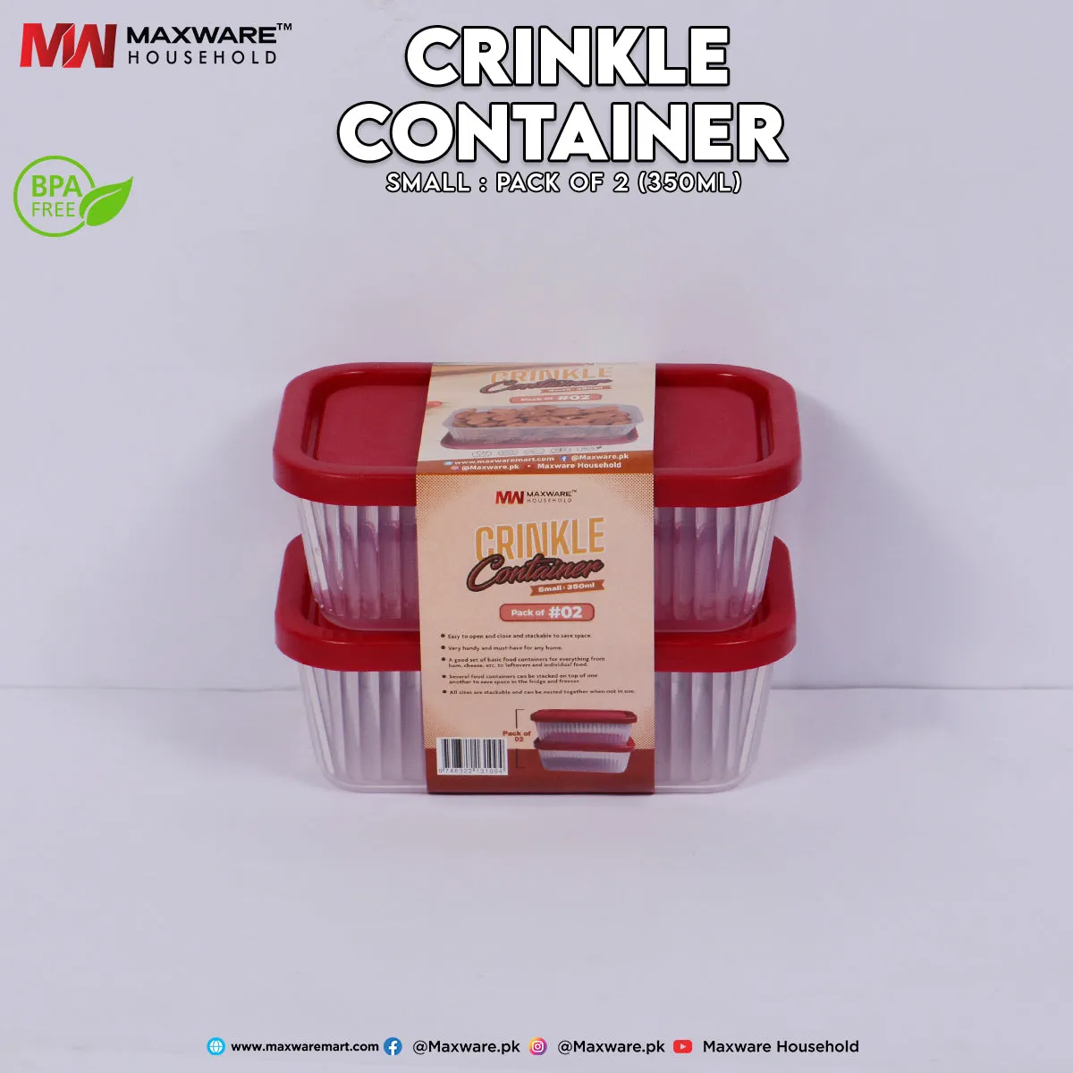 Crinkle Container Small Pack of #02 (350 ml)