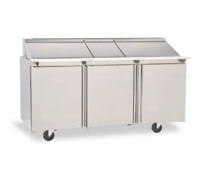 Delfield D4472NP-30M three-section refrigerator for sandwich and salad storage
