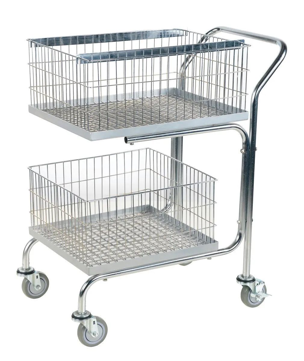 Double Tray/Double Basket Mail Cart