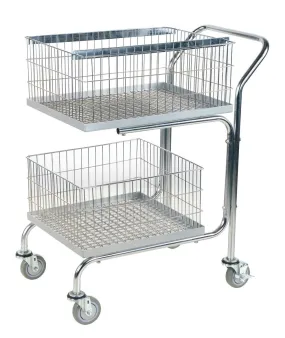 Double Tray/Double Basket Mail Cart