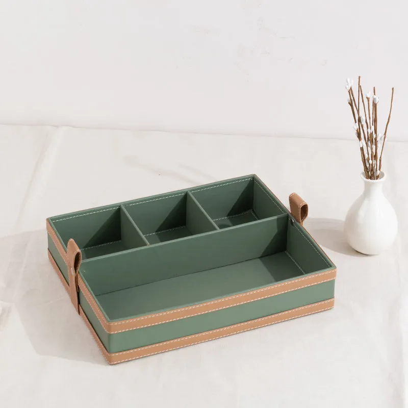 Elegant Emerald Vegan Leather Storage Home Organizers