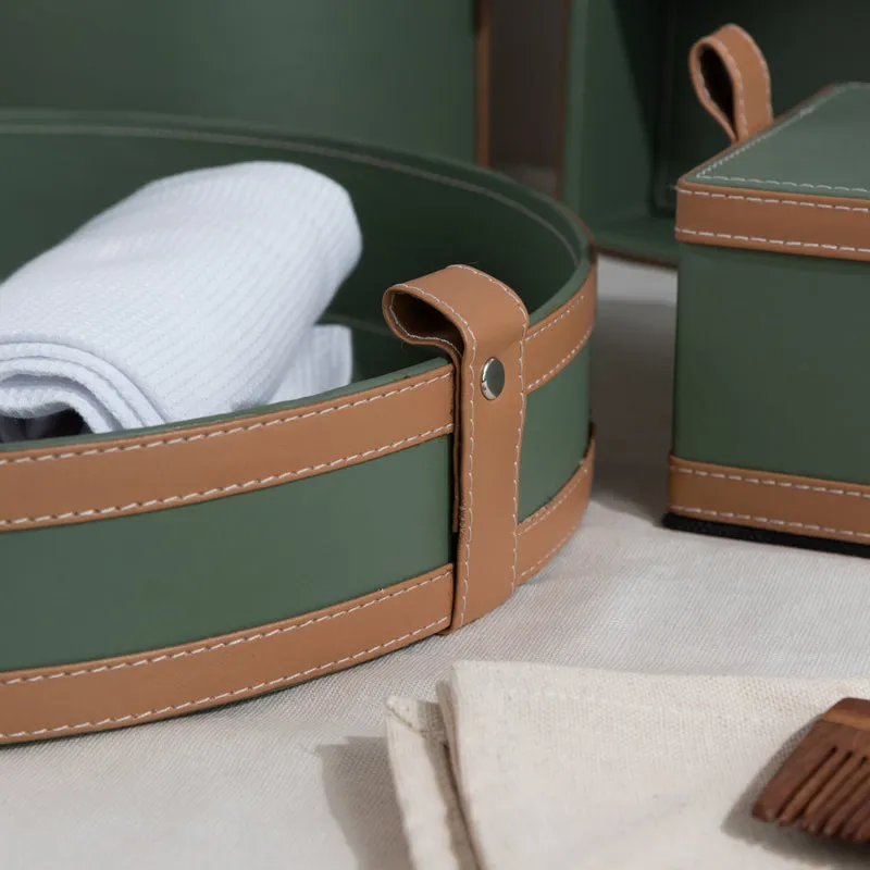 Elegant Emerald Vegan Leather Storage Home Organizers