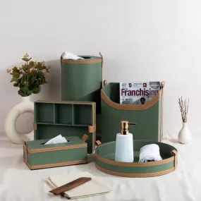 Elegant Emerald Vegan Leather Storage Home Organizers